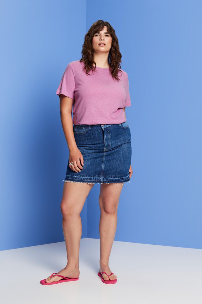CURVY T-Shirt aus Baumwolle-Leinen-Mix