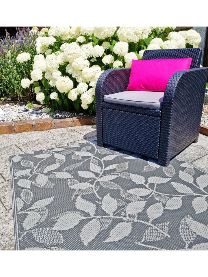 JACK Outdoor Teppich 120x180cm In- & Outdoor in Blatt Grau günstig kaufen 120x180cm
