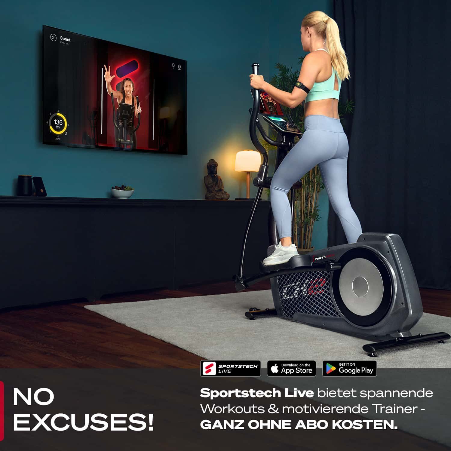 Sportstech Crosstrainer CX2, Stromgenerator, Interaktive Video-Events & Multiplayer-App