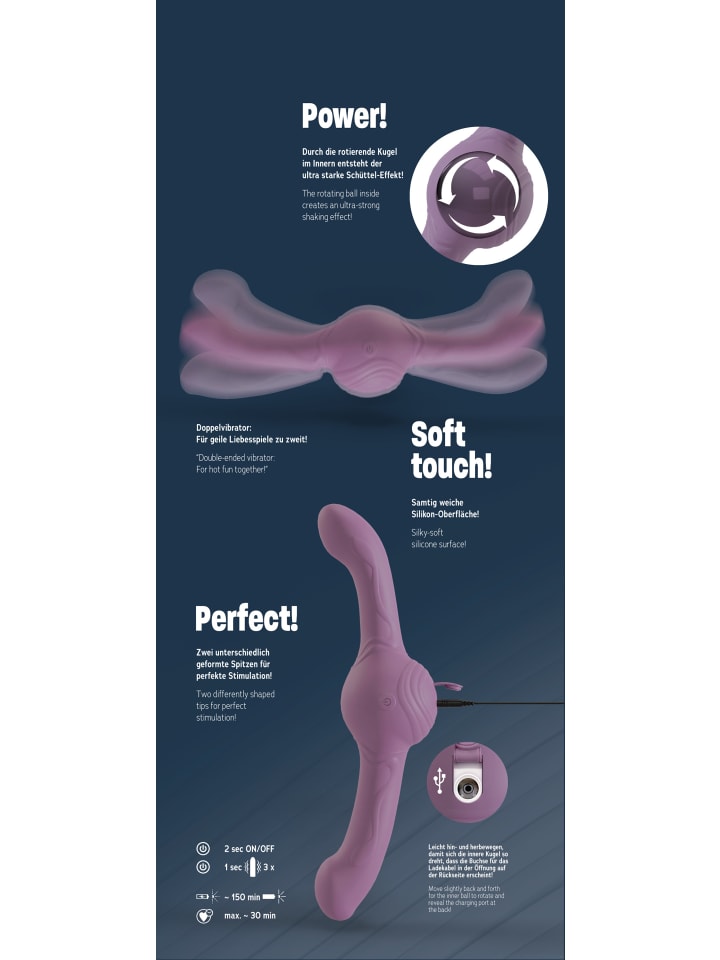 You2Toys Doppelvibrator Turbo Shaker Double Lover in lila günstig kaufen 30 cm