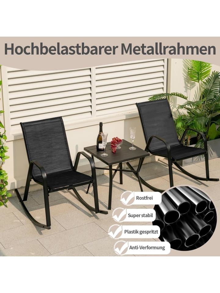 COSTWAY 2er Set Schaukelstühle in Schwarz günstig kaufen onesize
