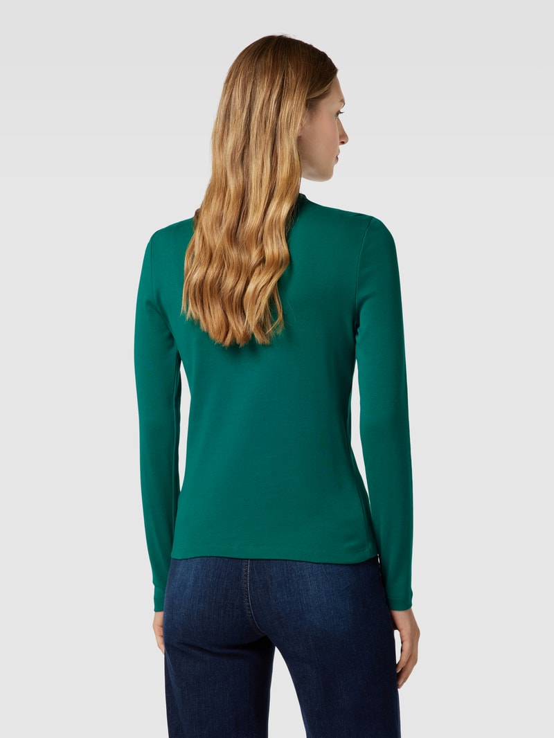 Longsleeve mit geripptem Rundhalsausschnitt in dunkelgrün