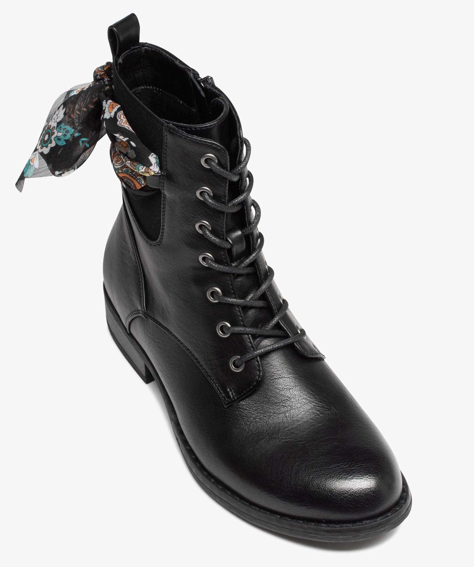 Bottines lacées à foulard noué femme noir | GEMO