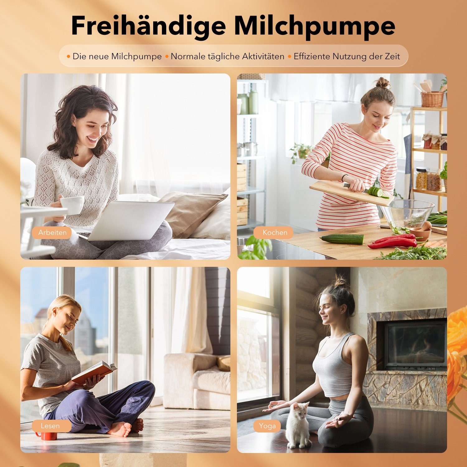 LETGOSPT Elektrische Milchpumpe Tragbar mit 4 Modi & 12 Stufen, Freihändige Milchpumpe mit LED-Anzeige, Set, BH Einstell Schnalle/Auslaufsicher/Geräuscharm/Schmerzfrei (1er-Pack)