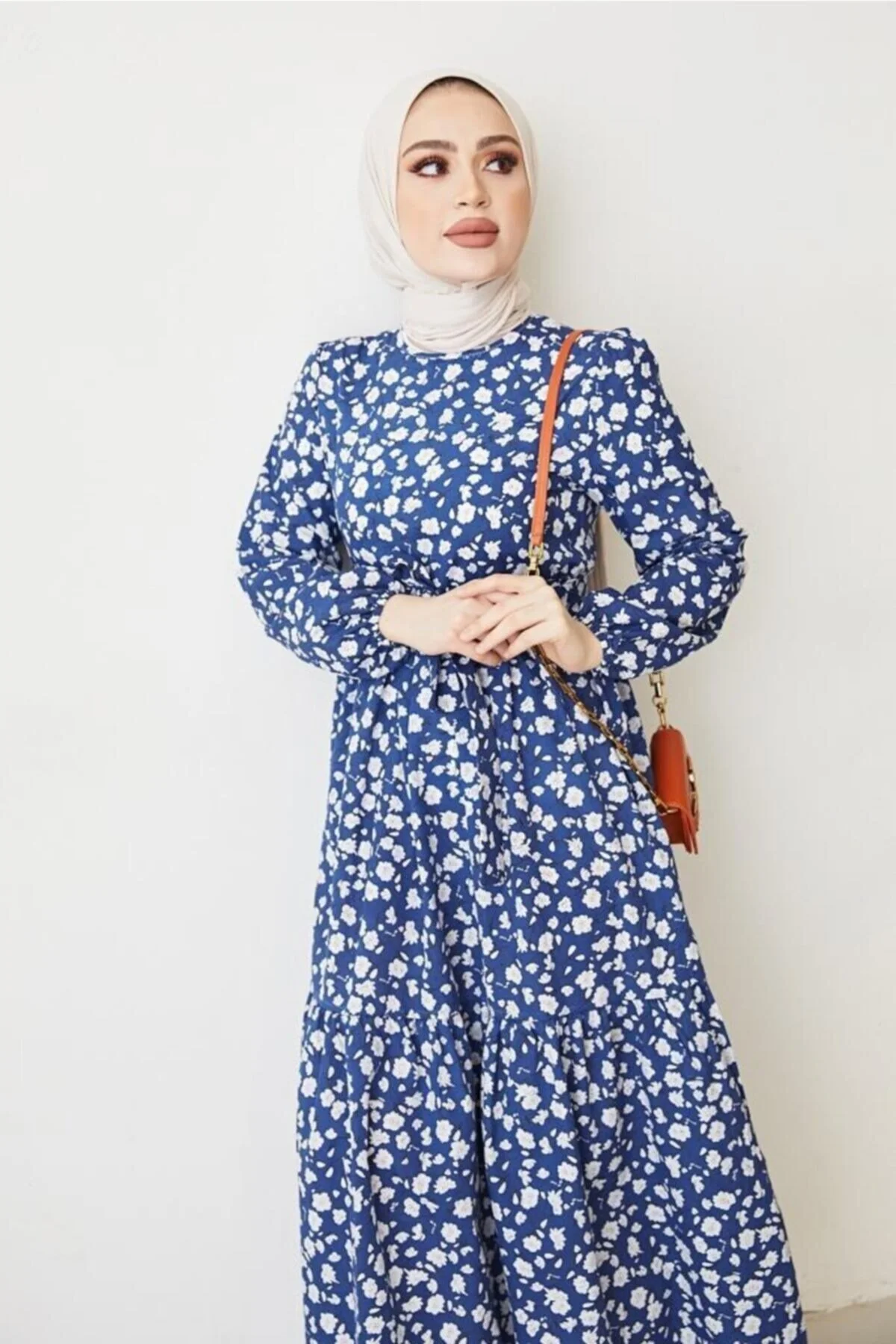 benguen  400 Kleid mit Gänseblümchenmuster Indigo