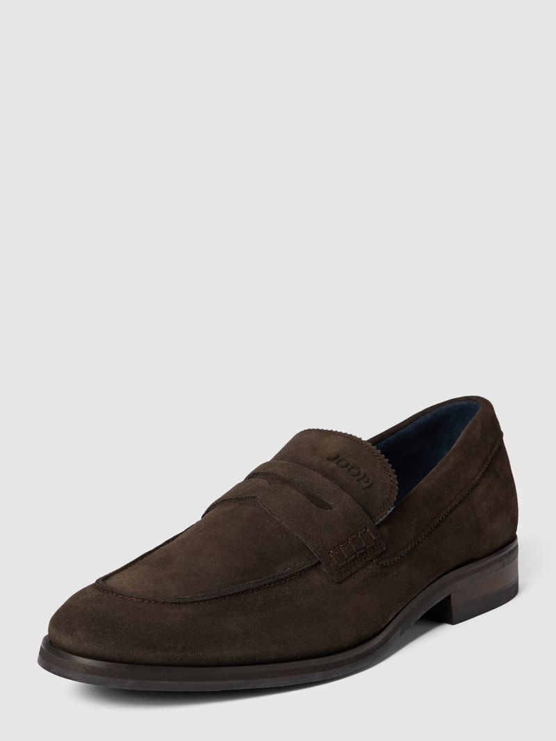 Penny-Loafer mit Label-Details in dunkelbraun