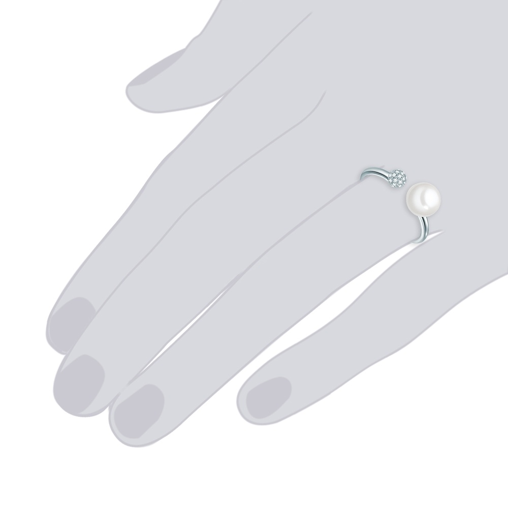 Valero Pearls Bague Argent sterling Oxyde de zirconium (CZ) Perle de culture d'eau douce en Arg Bague