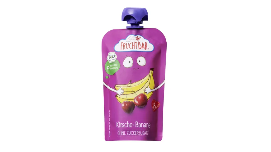 FruchtBar – Bio-Fruchtpüree Kirsche, Banane 120 g