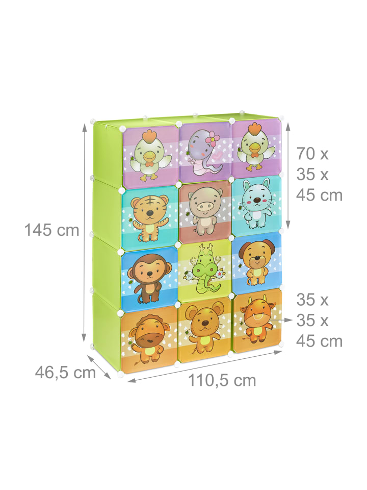 relaxdays Steckregal Kinderzimmer in Grün - (B)110,5 x (H)145 x (T)46,5 cm günstig kaufen onesize