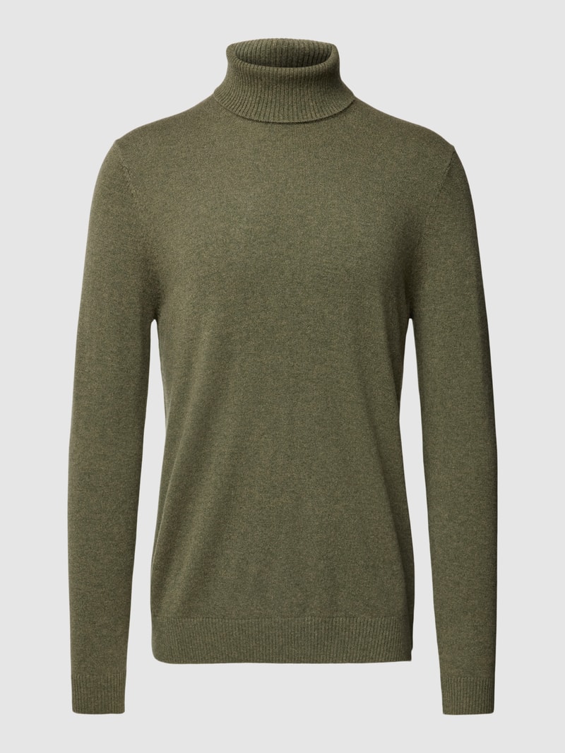 Strickpullover mit Rollkragen aus Kaschmir in olivgrün meliert
