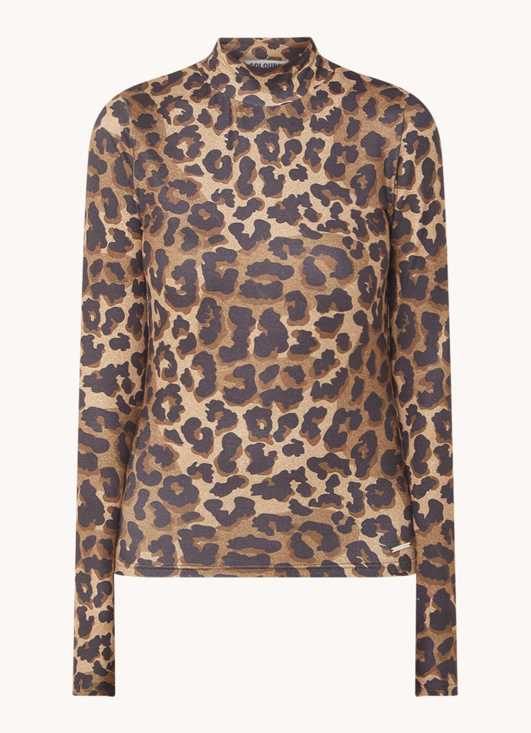 Colorful Rebel Neyo top with leopard print and stand-up collar