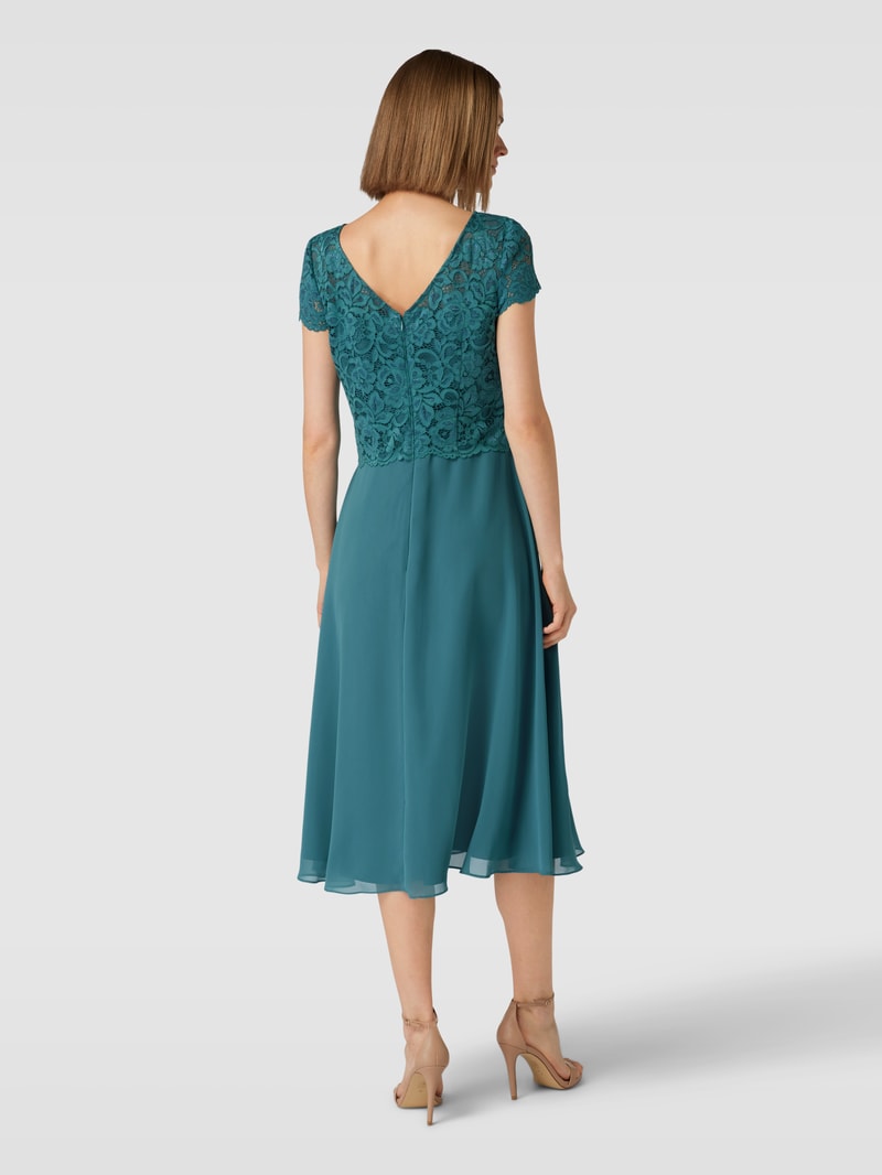 Cocktailkleid mit Zierbesatz in smaragdgrün meliert