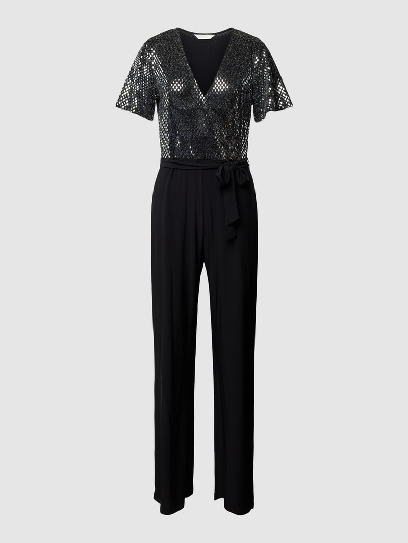 Jumpsuit mit V-Ausschnitt in schwarz