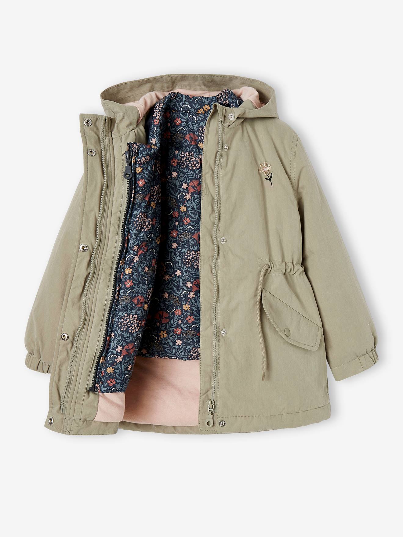 Parka 3 en 1 mi-saison fille vert d'eau