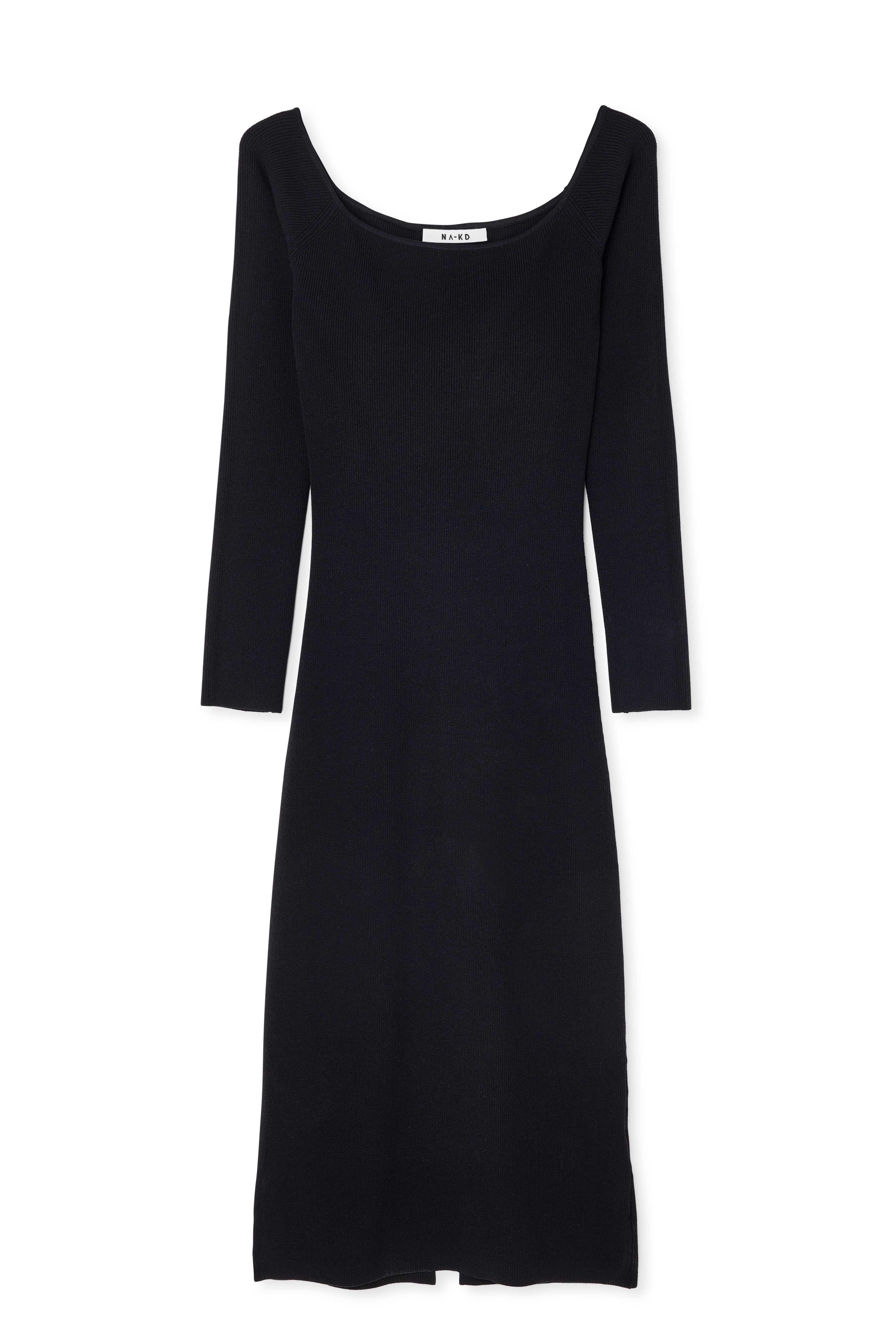 Schulterfreies Strick-Midikleid