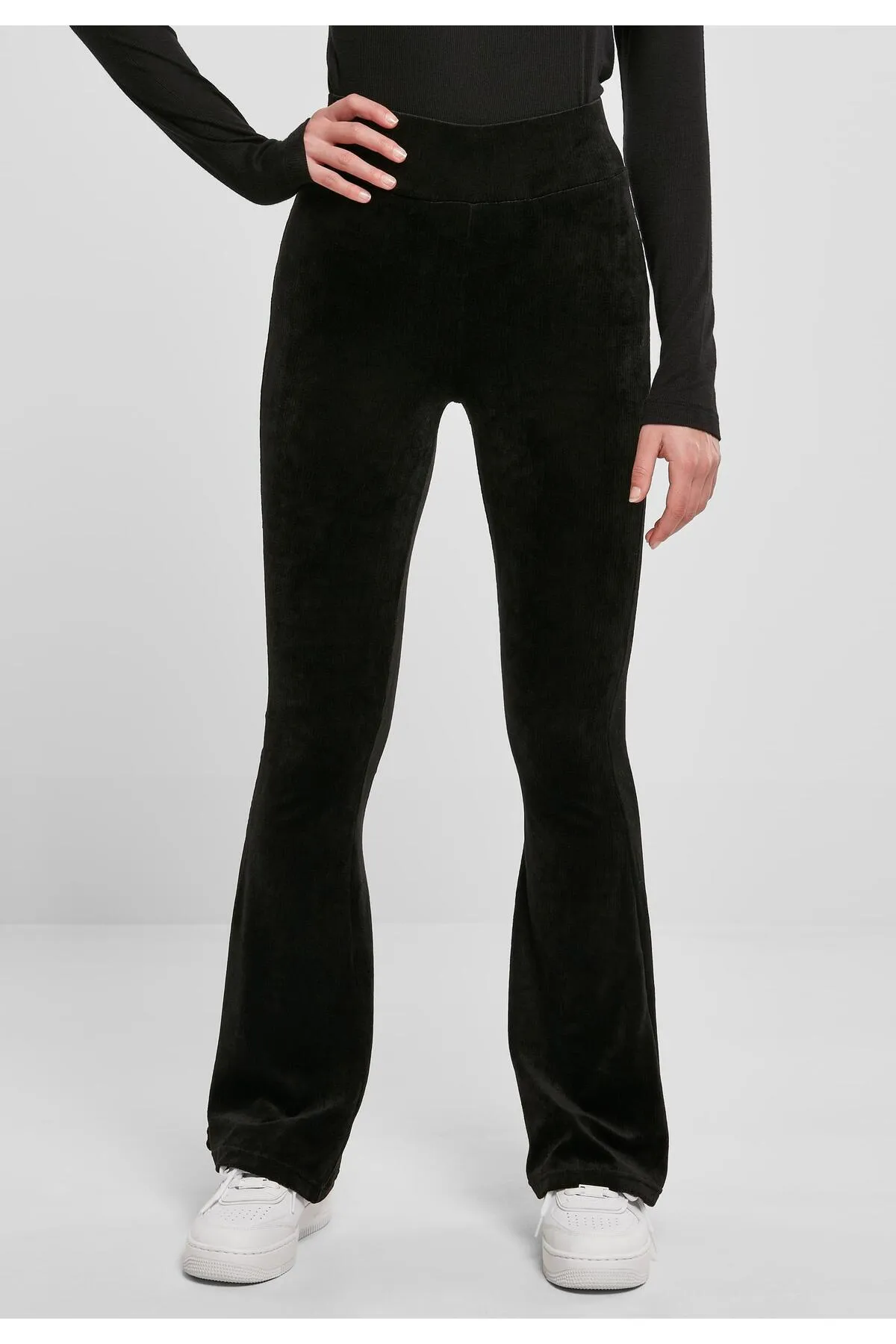 Urban Classics  Damen Leggings mit hoher Taille und ausgestelltem Bein