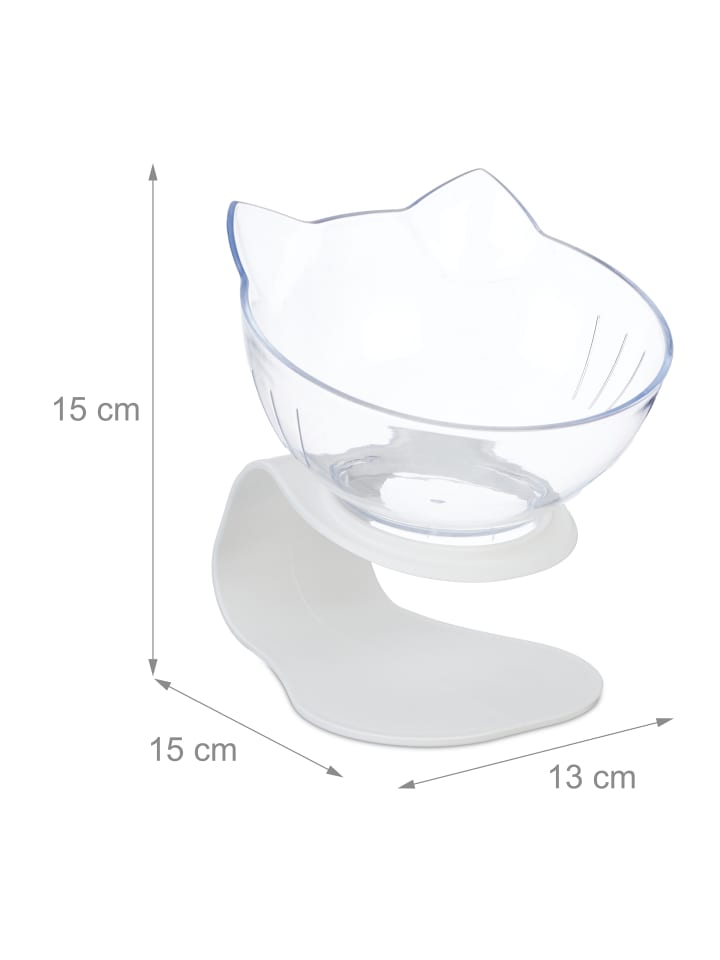 relaxdays 2 x Katzennapf in Weiß/ Transparent -  (B)13 x (H)15 x (T)15 cm günstig kaufen onesize