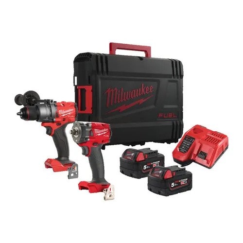 Milwaukee 4933492521 M18 FPP2B3-502X Pachet de alimentare 18V 5,0Ah Li-Ion - M18FPD3 Clapetă + M18FIW2F12 1/2 Sârmă de găurit în cutie HD 4933492521