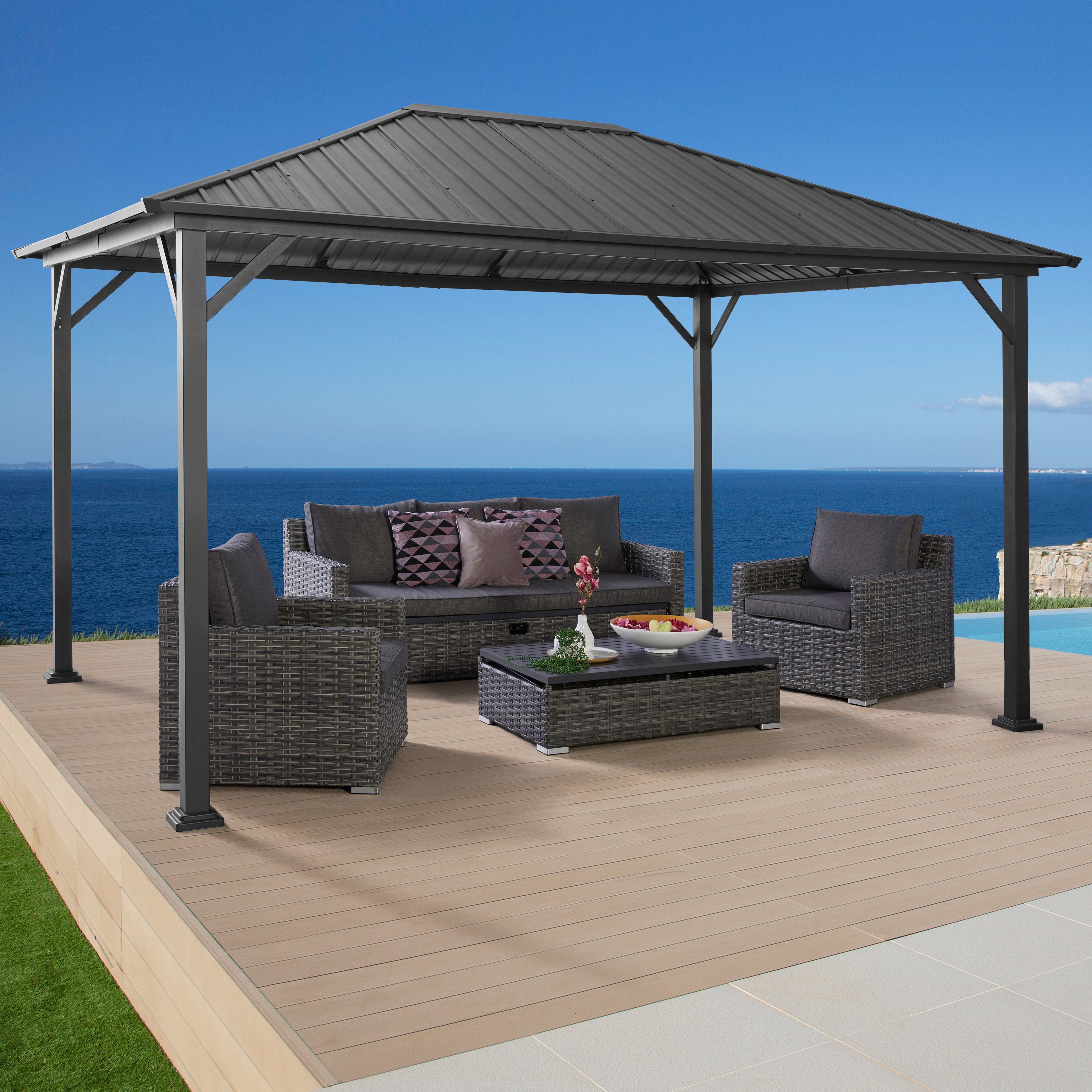 KONIFERA Pavillon Samos, BxT: 300x400 cm, Stahlgestell, ohne Seitenteile