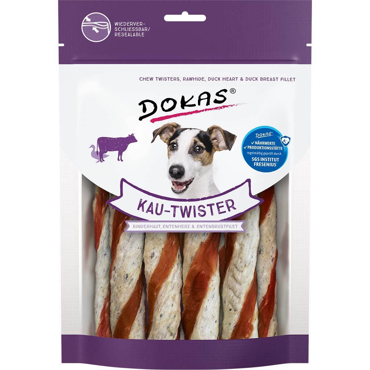 Dokas Kau-Twister Rinderhaut, Entenherz & Entenbrustfilet