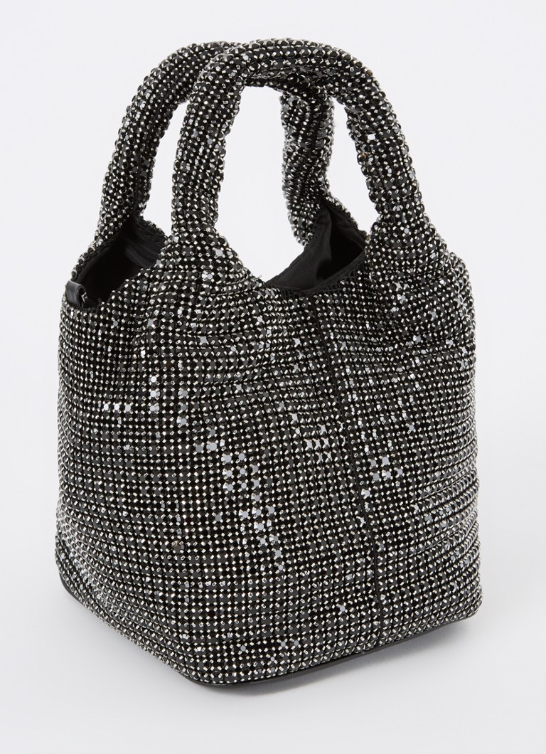 French Connection Diamonte Bucket handbag with rhinestones and detachable shoulder strap