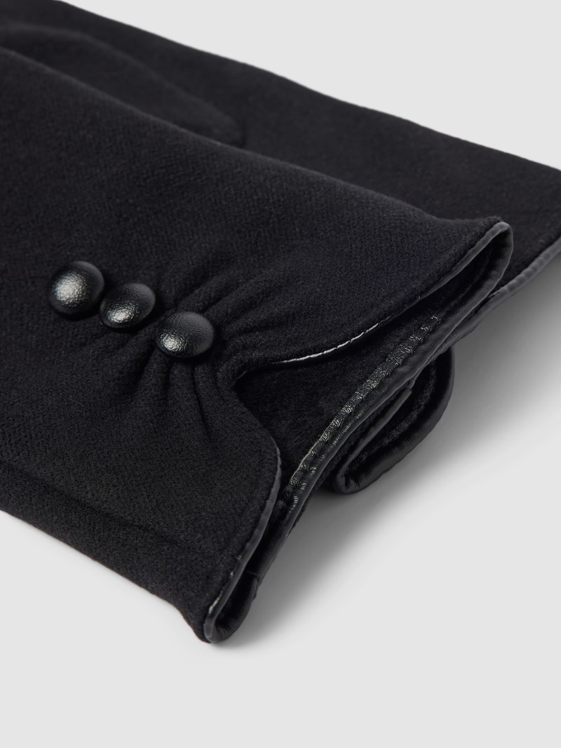 Handschuhe in unifarbenem Design mit Zierknöpfen in schwarz