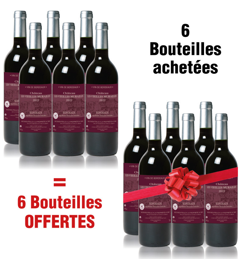 BordeauxChâteau Les Vieilles Murailles : 6 achetées + 6 offertes