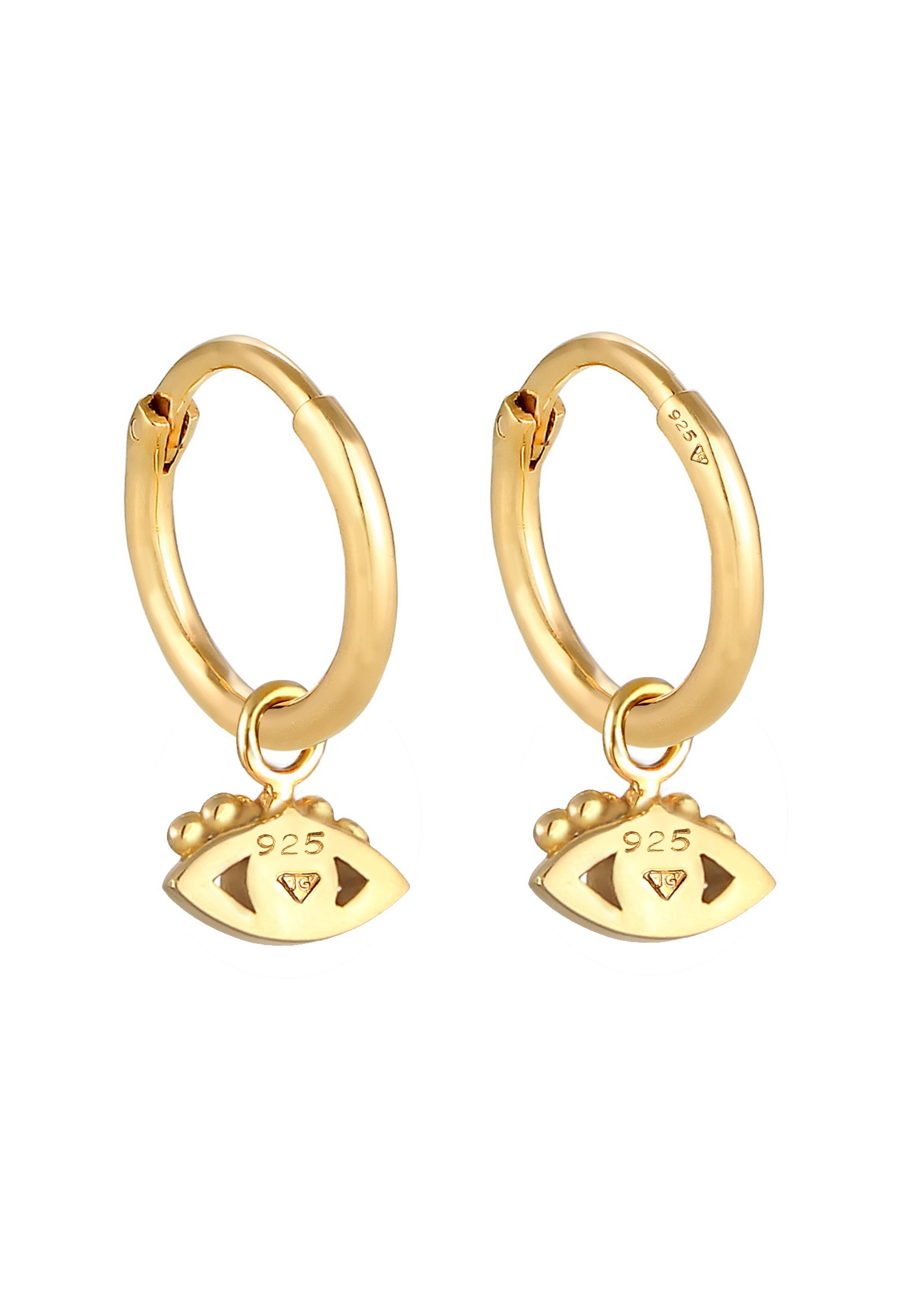 Orecchini Elli Evil Eye Creole da donna con opale sintetico in argento sterling 925 placcato oro.