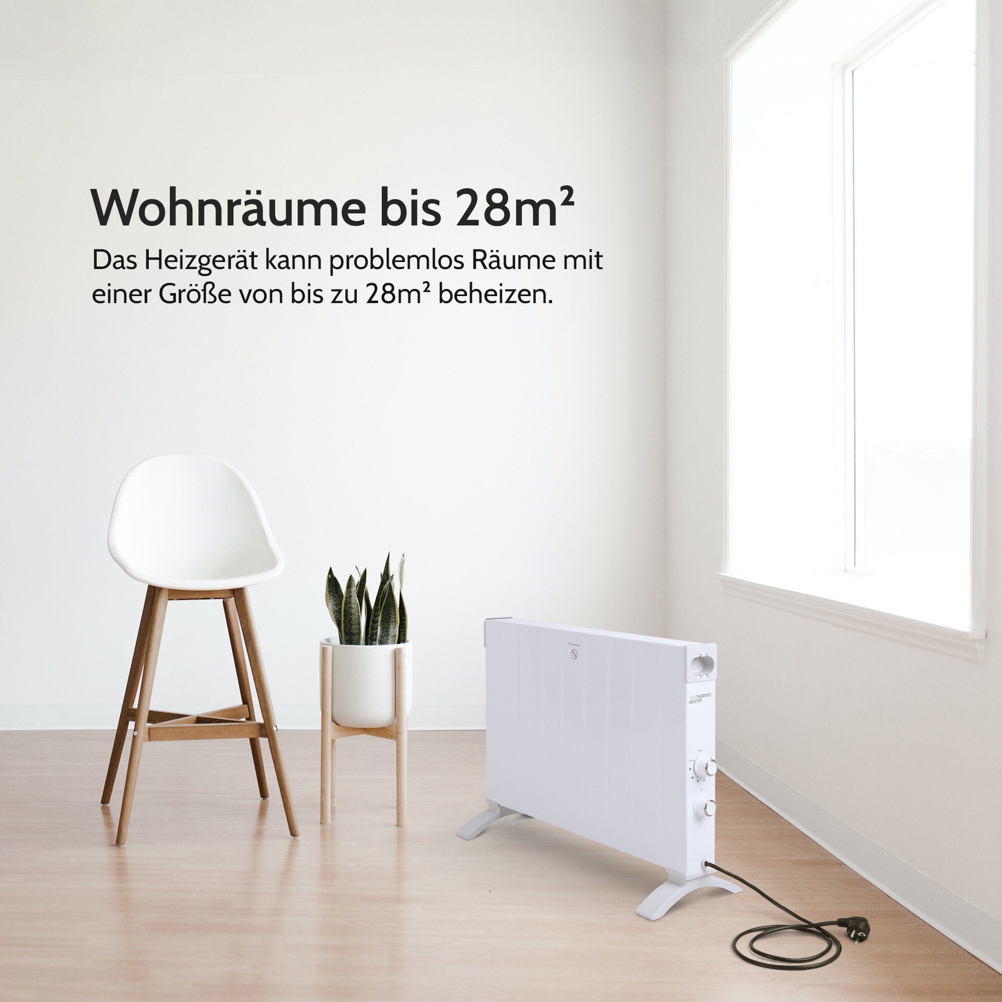 Bestlivings Konvektor Telewelt Heizkörper 9 Stufen - XL, 2500 W, Elektroheizung - Heizung elektrisch, Heizkörper Heizgerät Thermostat