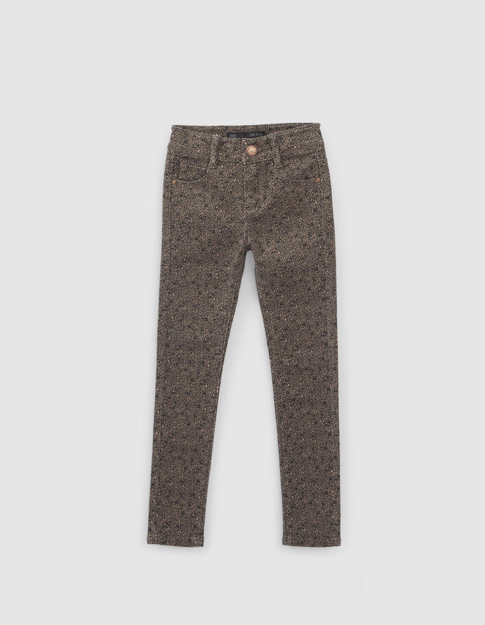 Jean SKINNY kaki imprimé léopard-coeurs fille