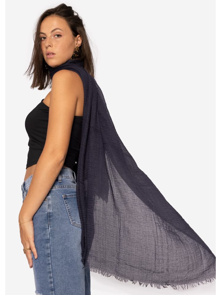SASSYCLASSY Musselin Schals in Dunkelblau günstig kaufen onesize