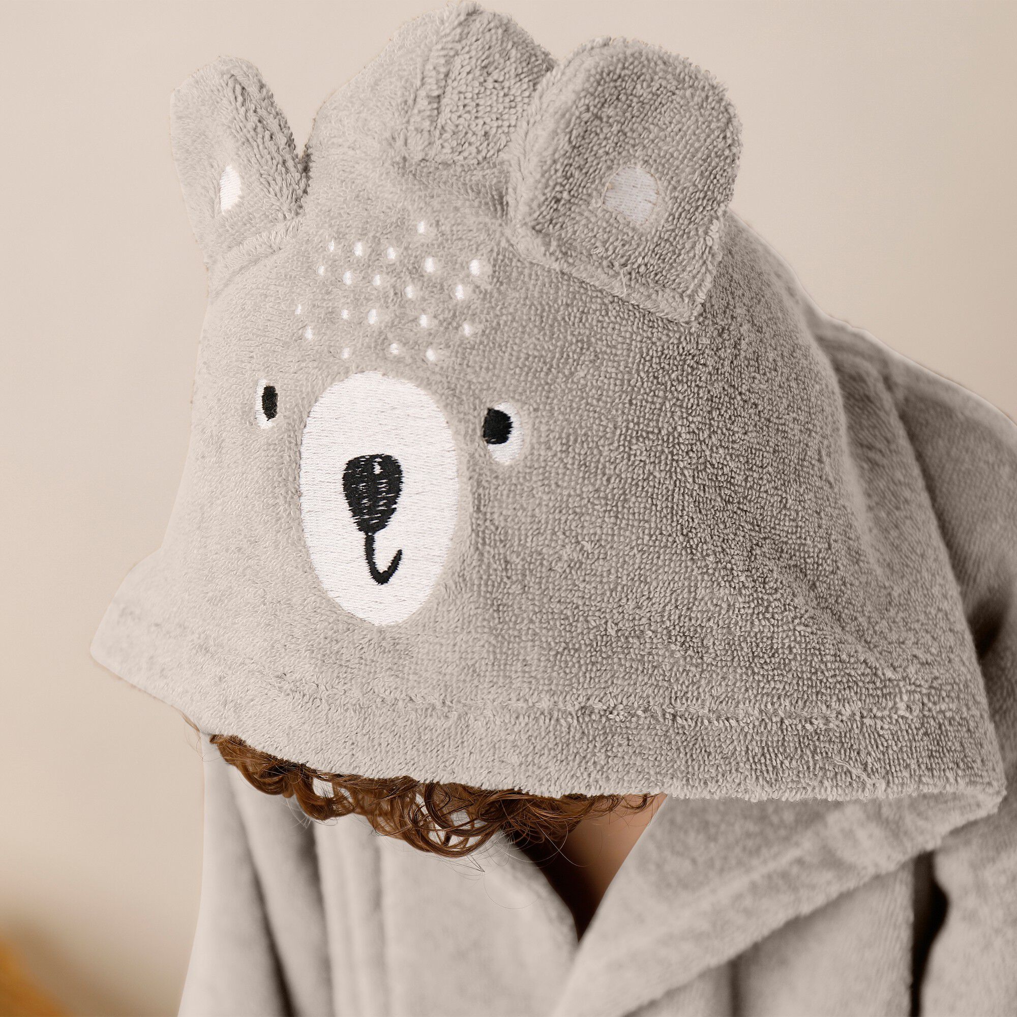 Peignoir de bain enfant ourson à capuche éponge coton