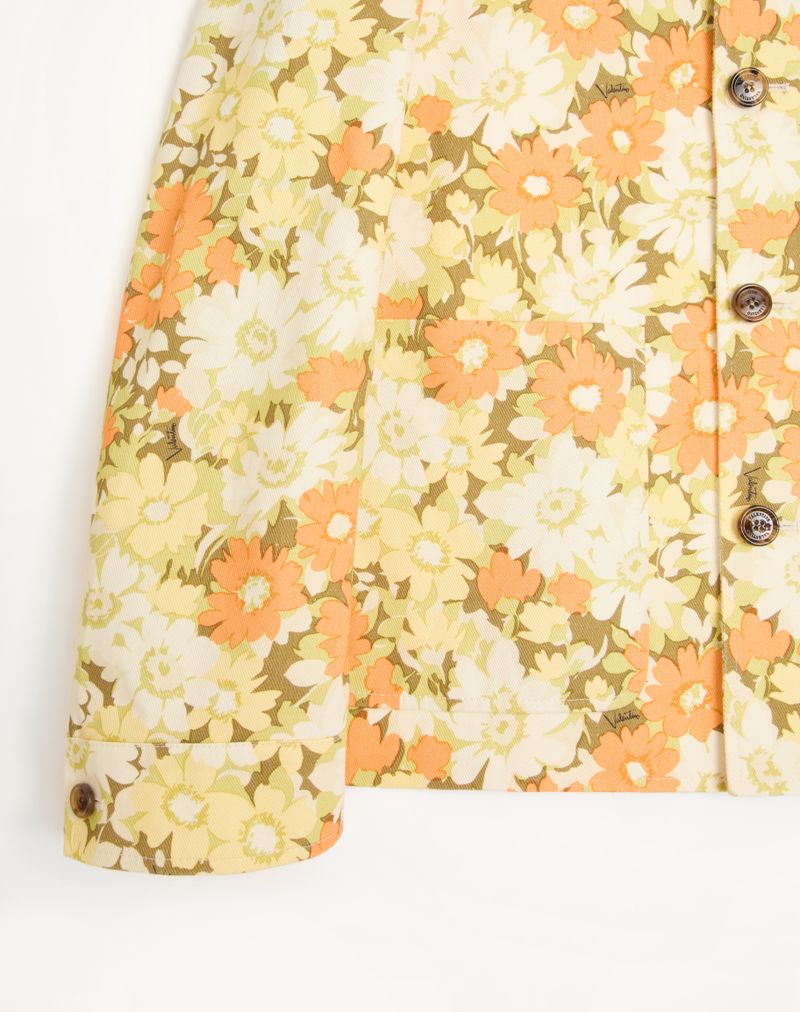 Valentino bomuldsskjortejakke med blomsterprint i papir