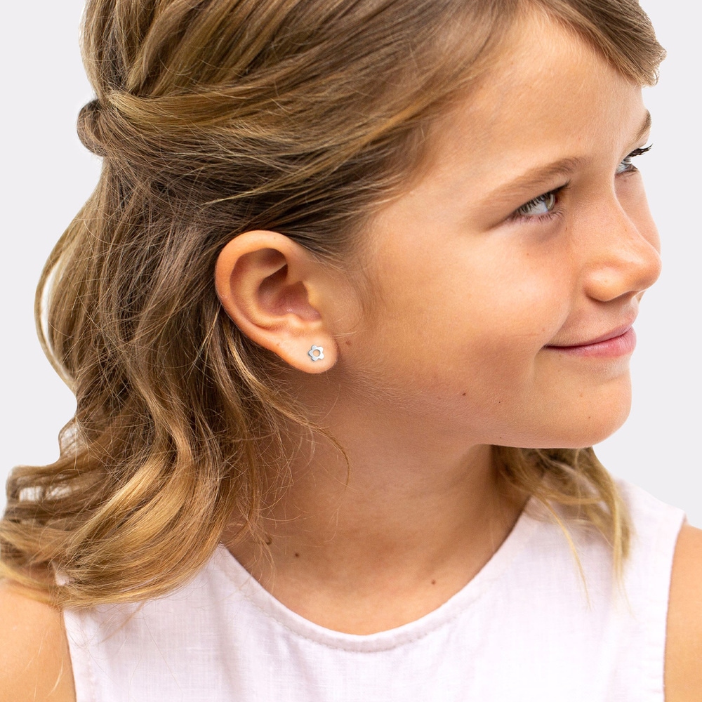 Elli Elli Boucles d'Oreilles Enfants clou d'oreille fleur découpée en argent 925 sterl Boucles d'oreilles