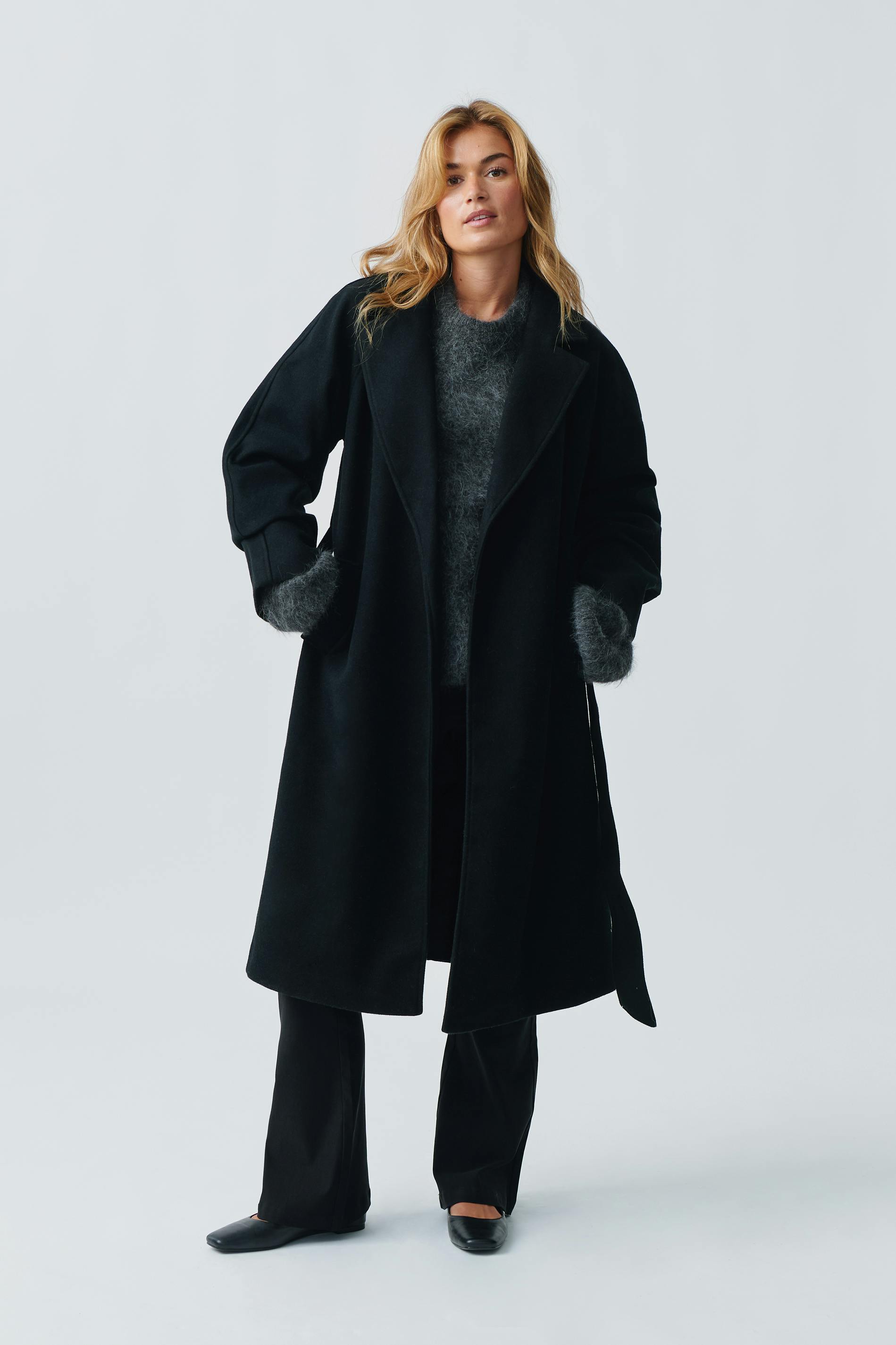 Belted long coat