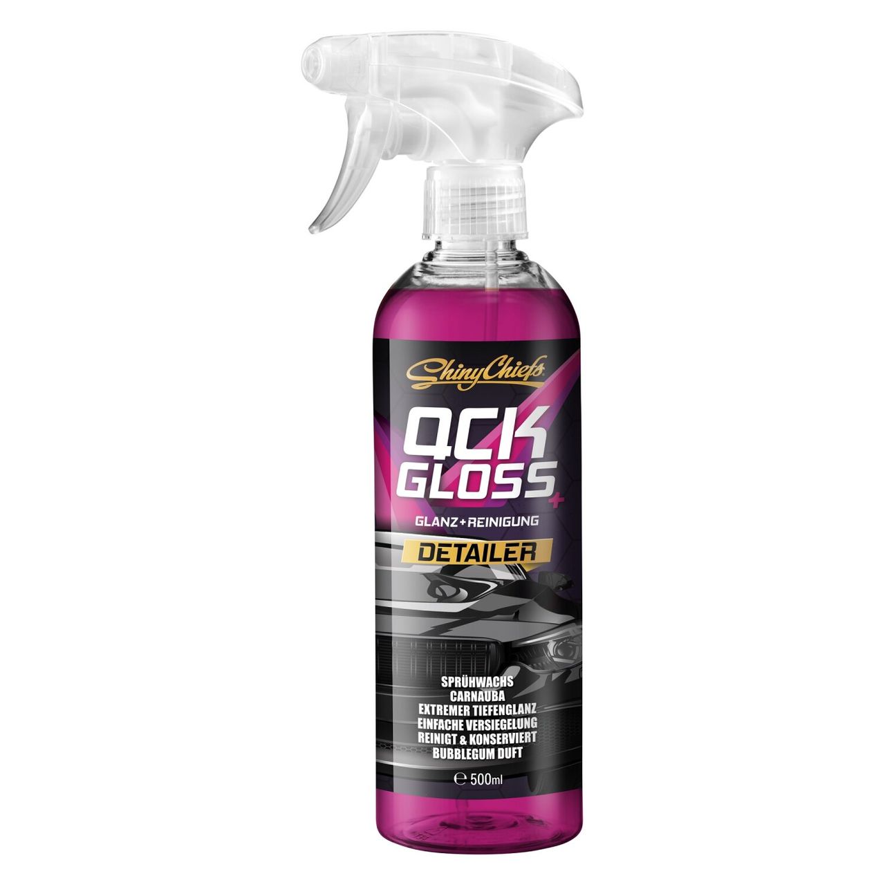 ShinyChiefs QCKGLOSS  SPRÜHWACHS Schnelle KFZ Glanz-Reinigung mit Carnauba Wachs 500ml