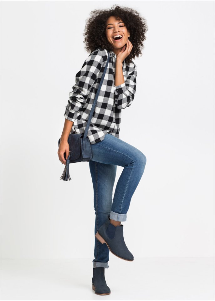 Flanell-Longbluse