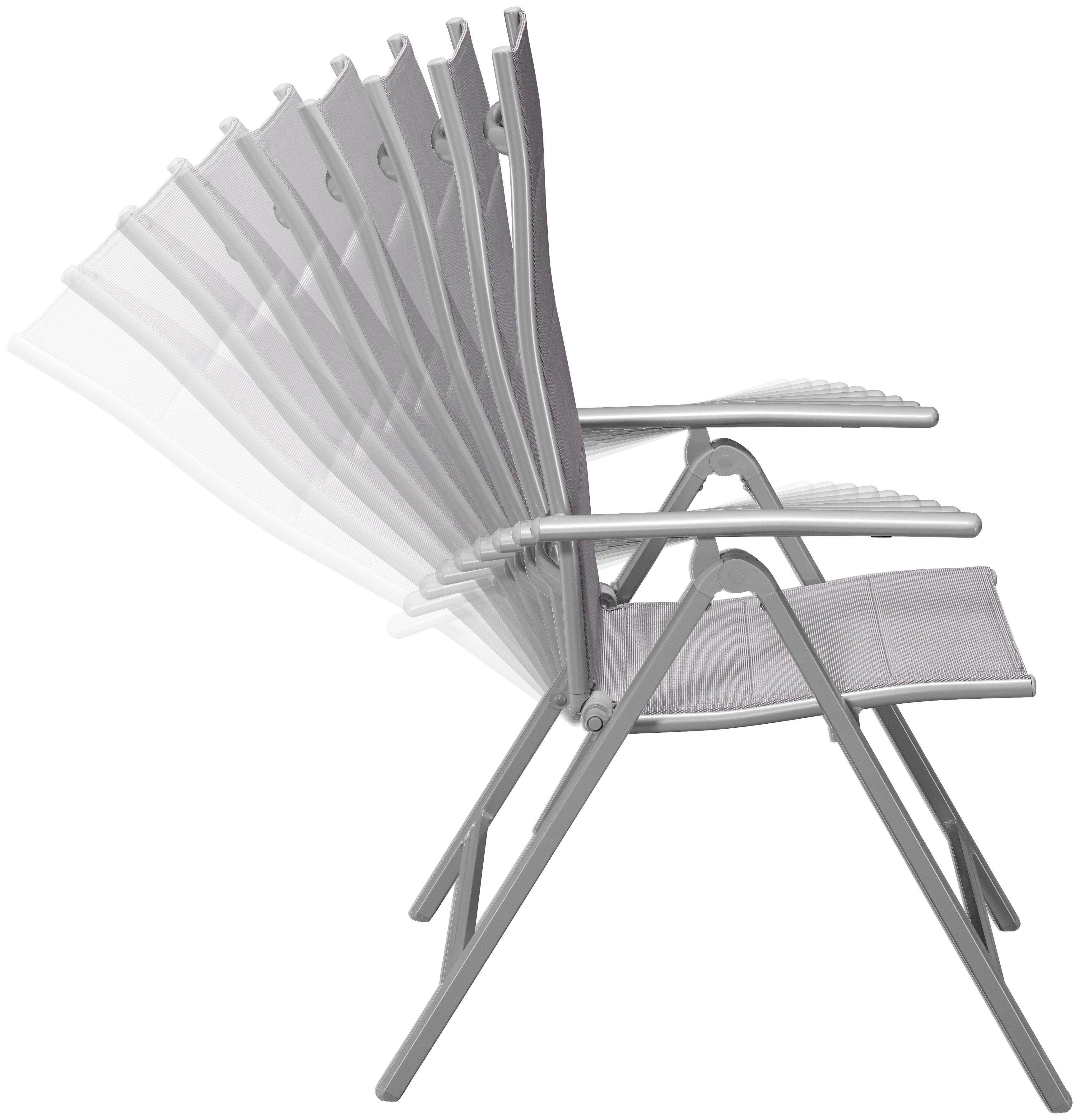 MERXX Gartenstuhl Taviano (Set, 2 St), 2er Set, Alu/Textil, verstellbar, silber