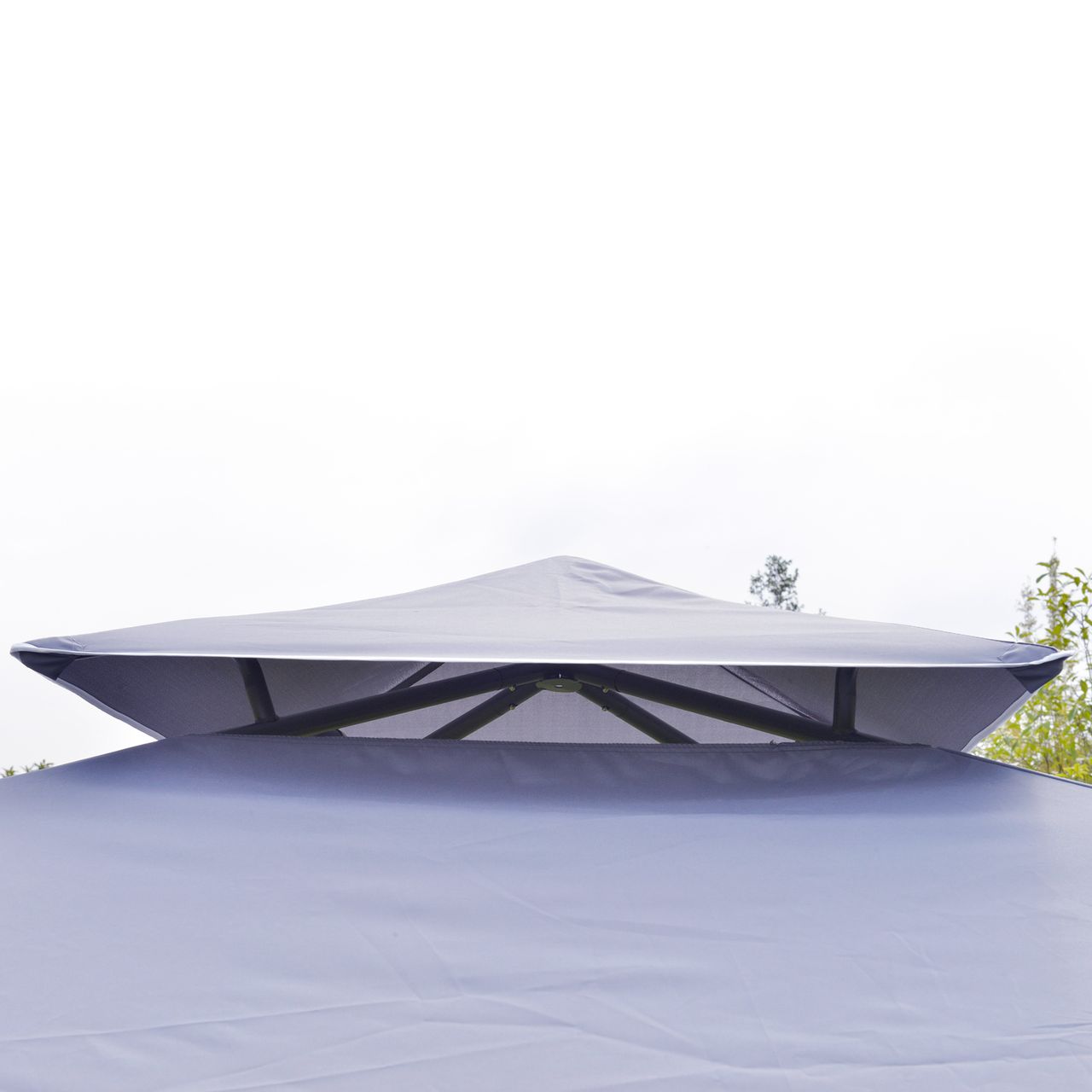 Outsunny Pavillon Partyzelt mit Doppeldach 3,5x3,5x2,7m Festzelt Gartenlaube Metall Polyester Grau