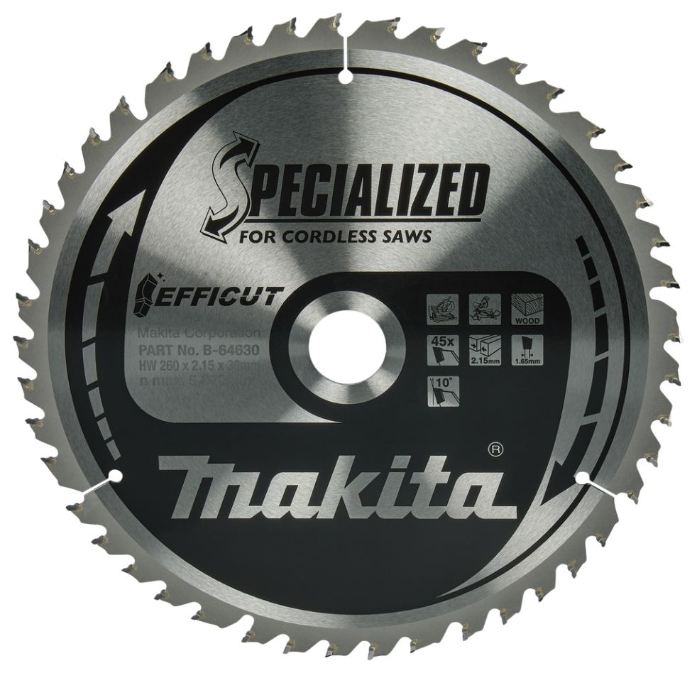 Brzeszczot do piły tarczowej Makita Accessories B-64630 HM Specialized 260 x 30 x 45T