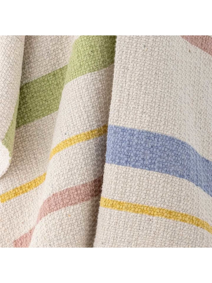 Bloomingville Decke PONTINO Natur Bunte Streifen 160x130 cm günstig kaufen onesize