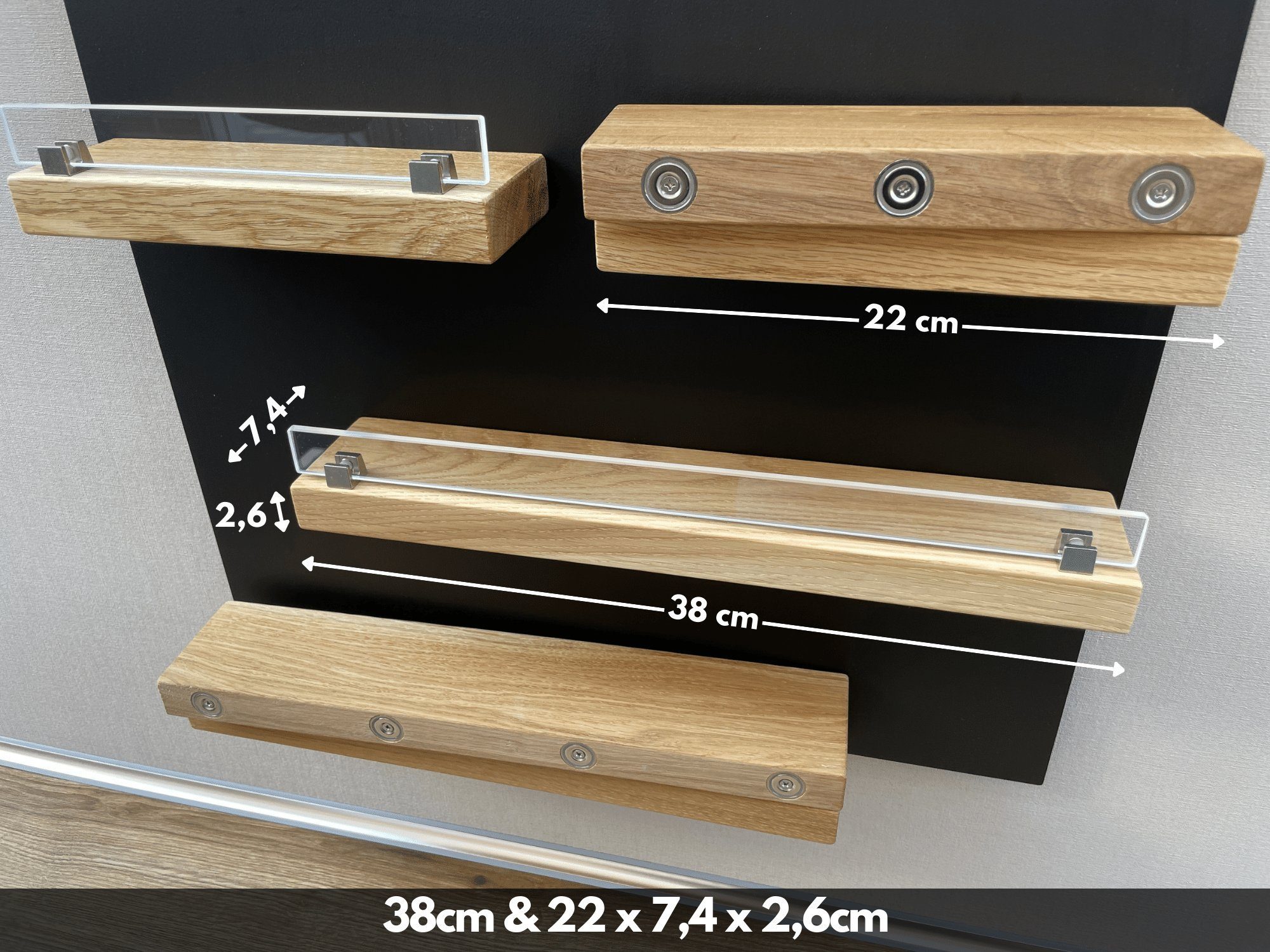 wood4hood Gewürzregal MAGNET, Regalboden für magnetfähige Oberflächen, Ideal zur Aufbewahrung von Gewürzen · massive Eiche
