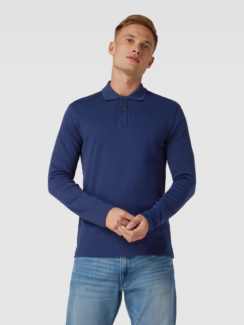 Poloshirt mit langen Ärmeln in dunkelblau