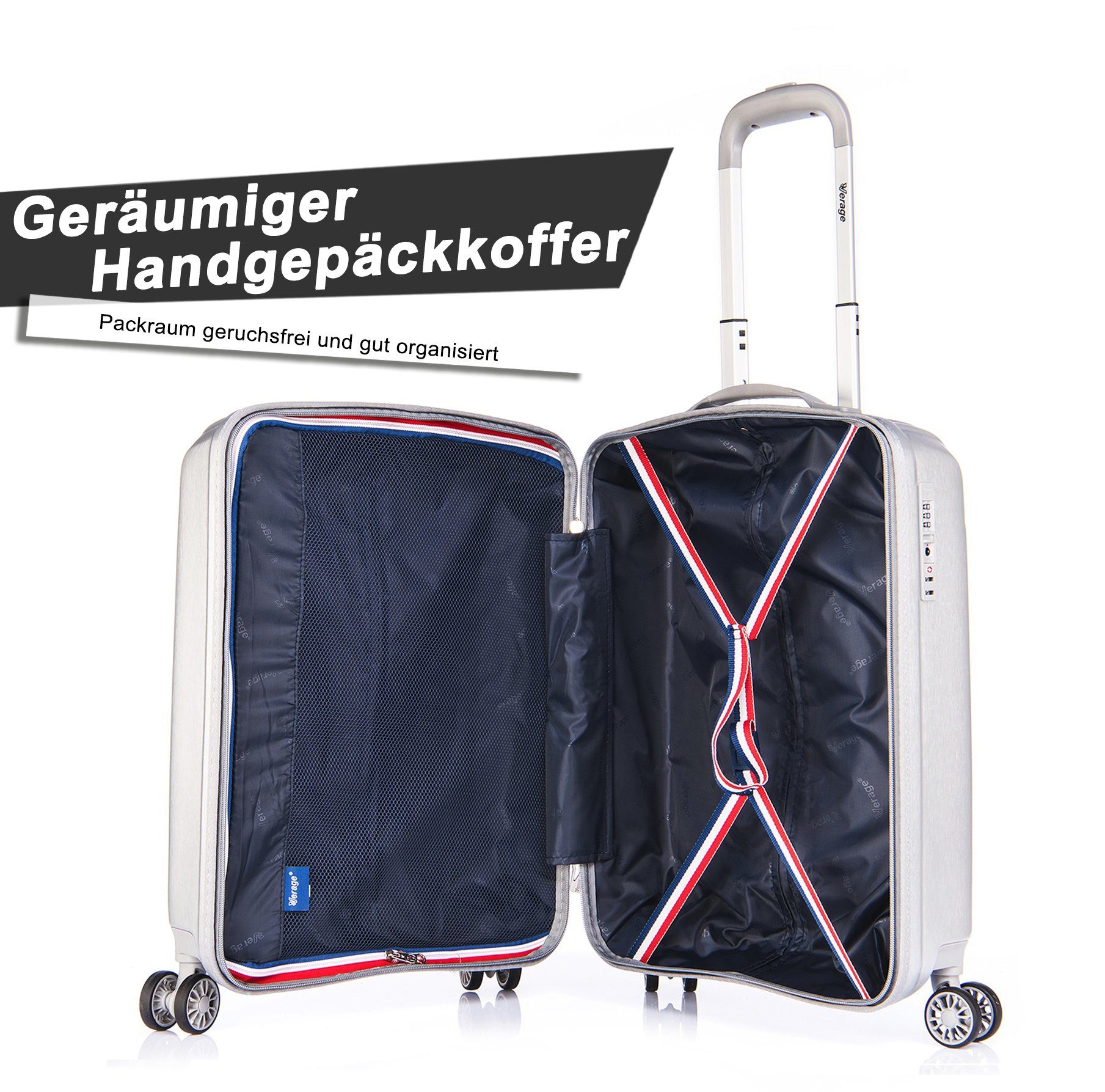 Verage Hartschalen-Trolley V-LITE, 4 Rollen, Hartschale, mit Doppelrollen, mit TSA-Zahlenschloss, Superleicht