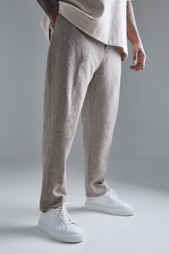 Plus strukturierte Jacquard-Hose aus Baumwolle