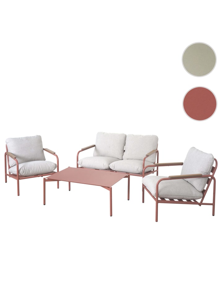 MCW Aluminium-Gartengarnitur O11, Terrakotta Polster beige günstig kaufen onesize