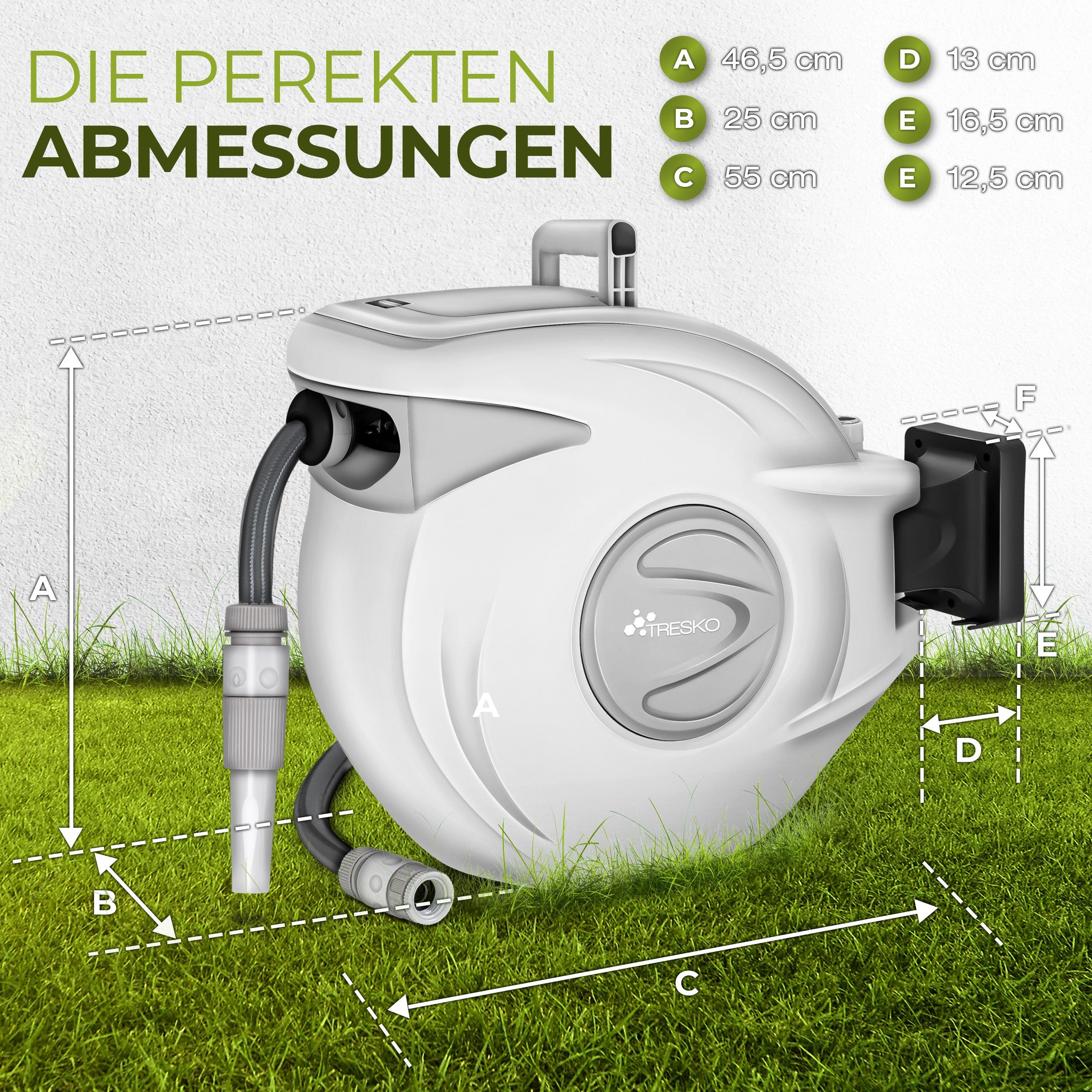 TRESKO Gartenschlauch TRESKO Schlauchtrommel Garten Schlauchaufroller 30m + 2m