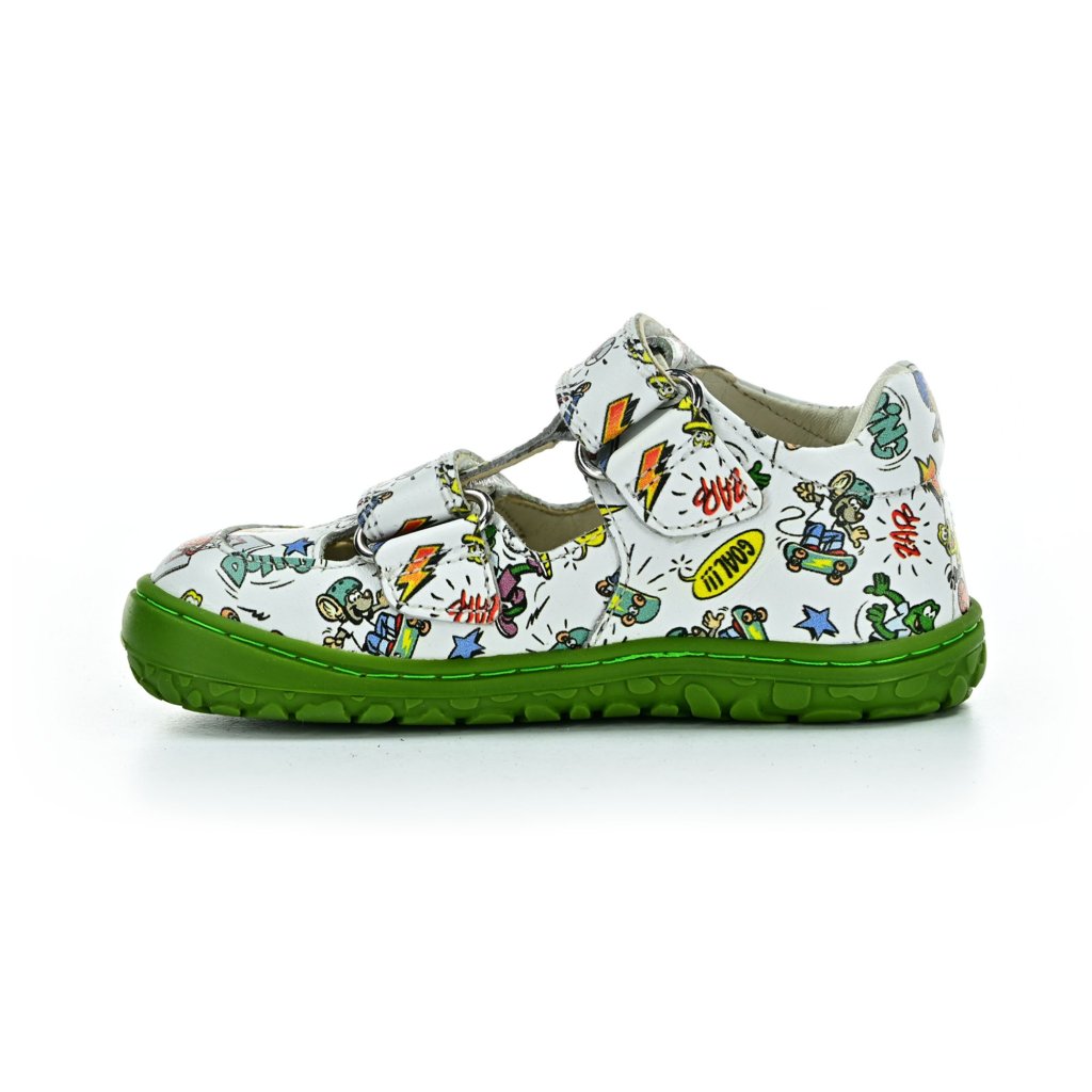 Lurchi Nando Nappa White-Green Barfußsandalen