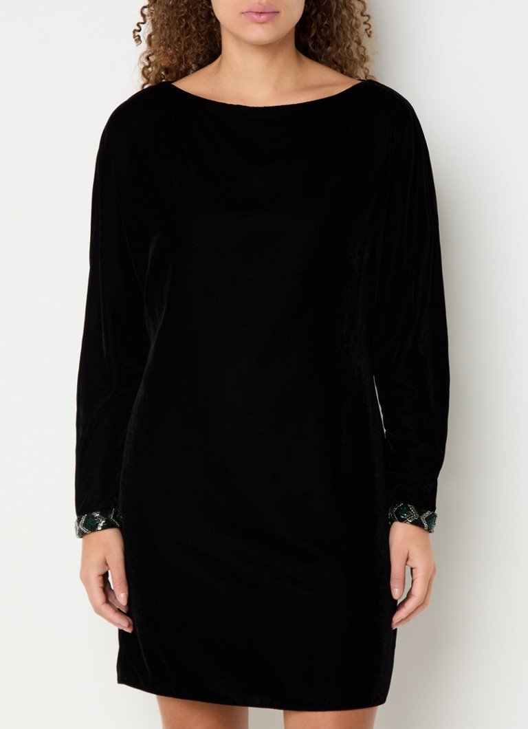 Vestido curto de veludo Ralph Lauren com decote canoa