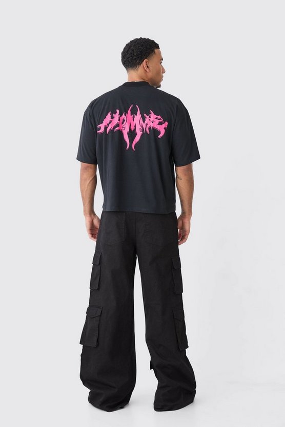 Kastiges Oversize T-Shirt mit Homme Print